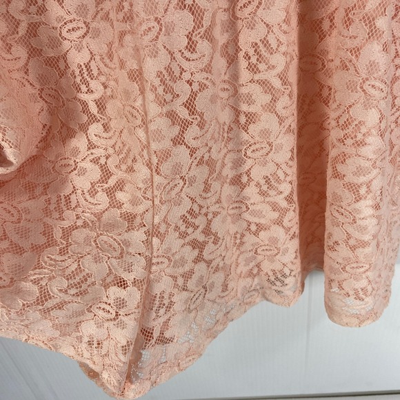 Candies Peachy Pink Lace Long Sleeve Short Romper Junior Womens Large‎ - Picture 3 of 10